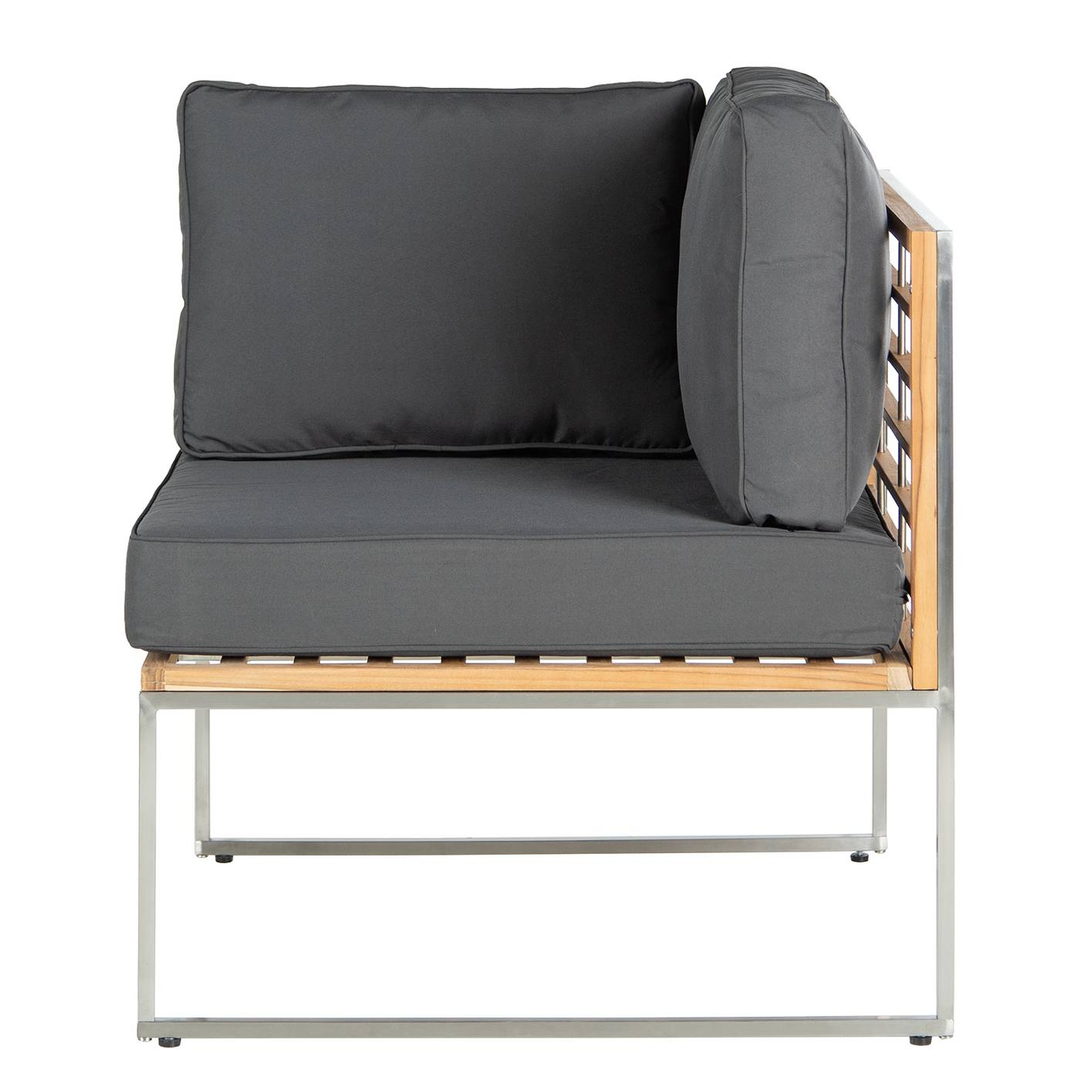 Butlers Loungeecke TEAKLINE Sessel Sofa Lounge Webstoff Teak massiv Anthrazit