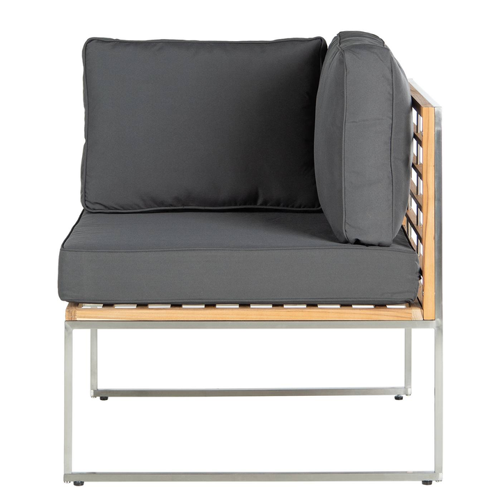 Butlers Loungeecke TEAKLINE Sessel Sofa Lounge Webstoff Teak massiv Anthrazit