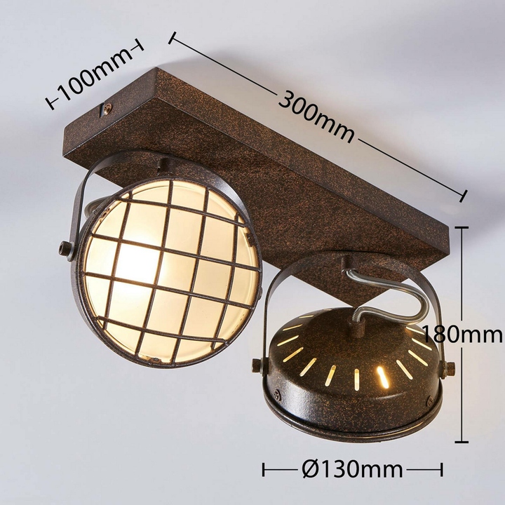 Lindby Rostbraune LED-Deckenlampe Tamin Deckenlampe Lampe Leuchte zweiflammig