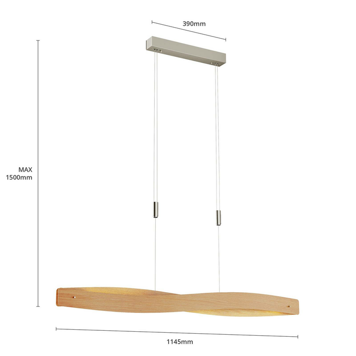 Rothfels Led Hängeleuchte Lian Hängelampe Pendellampe Leuchte 34 W Eiche Natur B-Ware - 4251096532098