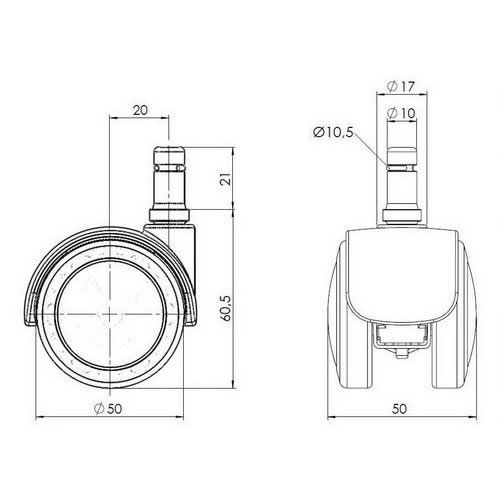 hjh OFFICE 5x ROLO FIX 10mm/50mm Hartböden Stuhlrollen Lenkrollen Ersatzrollen - 4260182537725