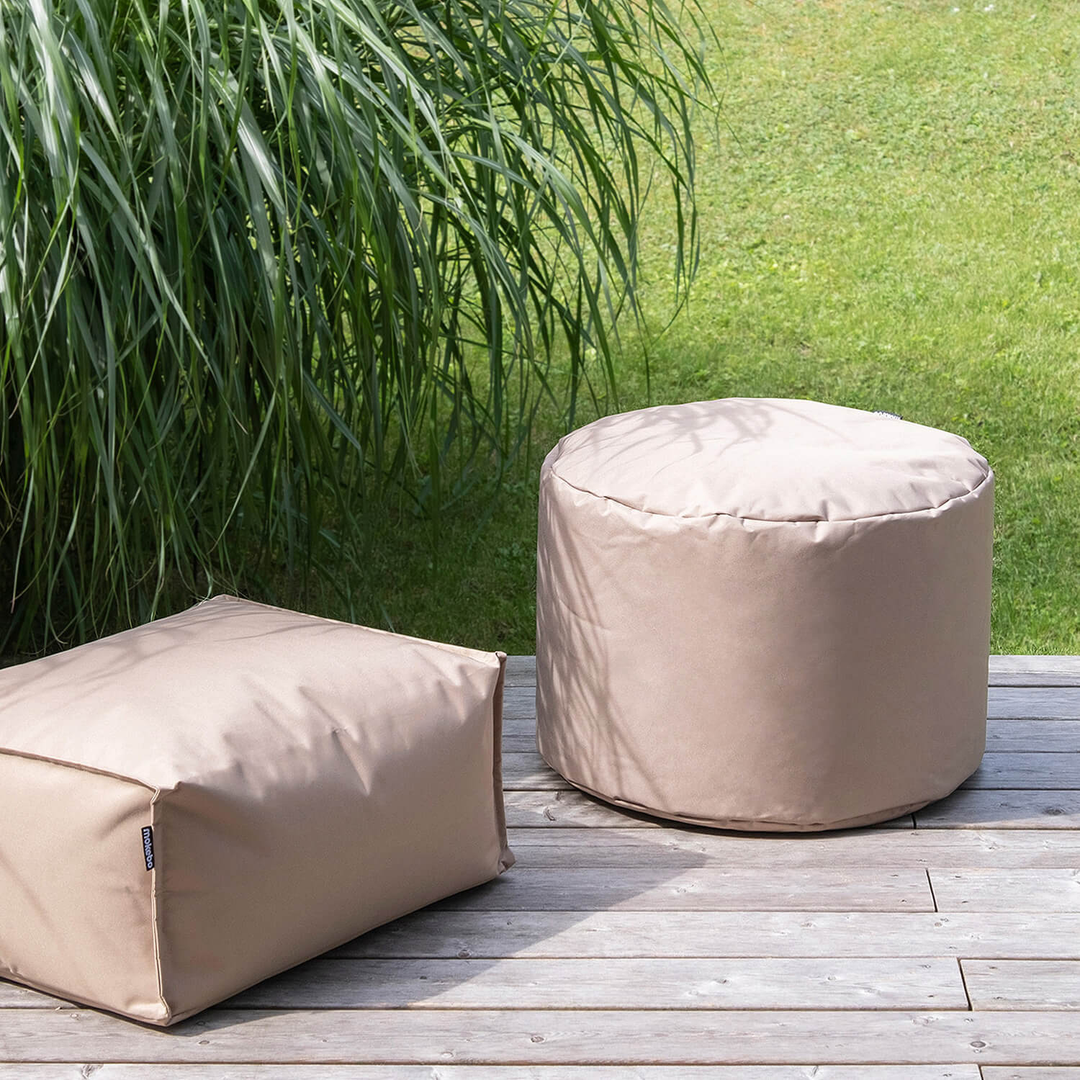 Mokebo Outdoor Pouf O. Hocker 60x40cm In Beige Für Balkon & Garten 'Der Ruhep9 B-Ware