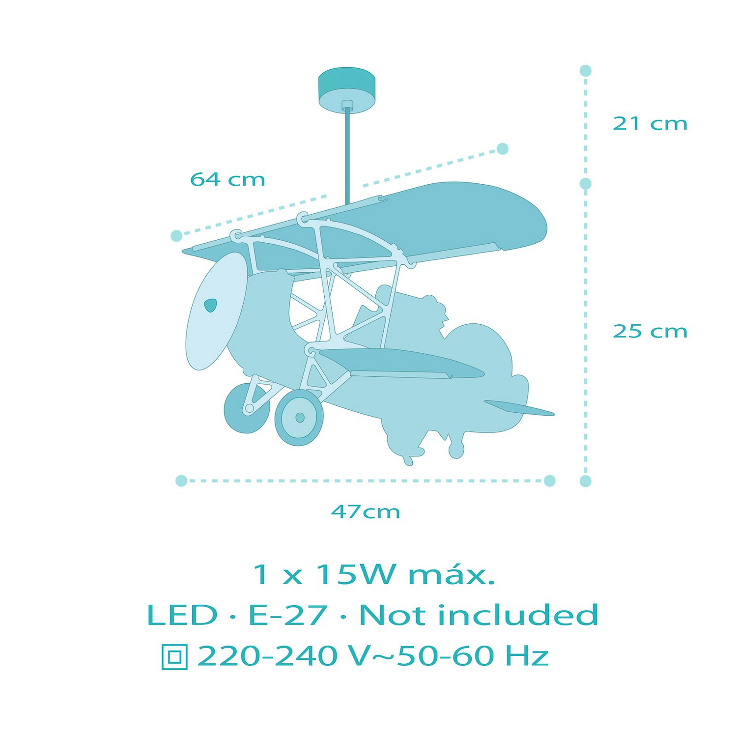 B-Ware Dalber Hängeleuchte Lampe Crocodile Flugzeug Bunt Holz Kunststoff Kinderzimmer - 8420406545424