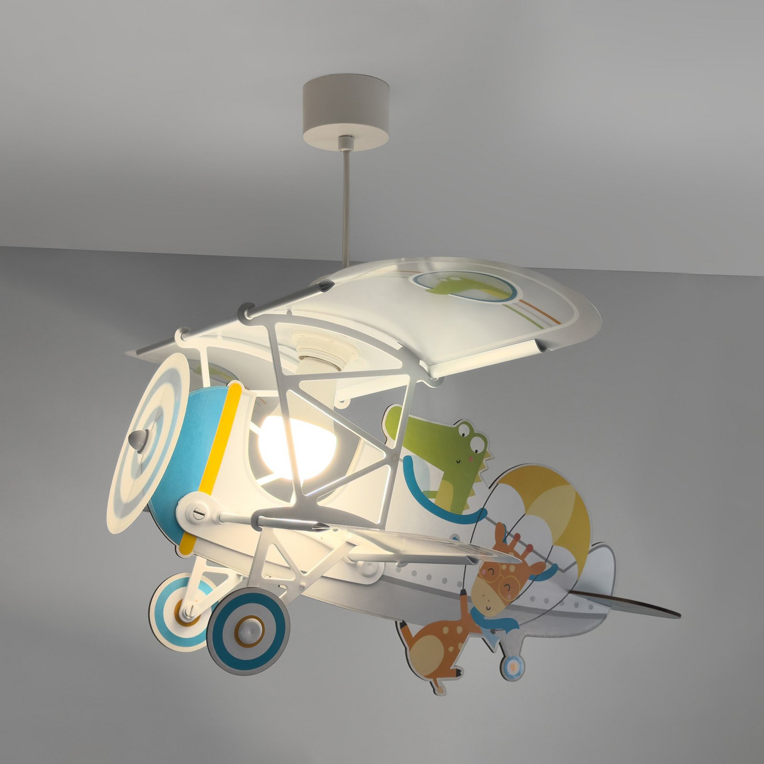 B-Ware Dalber Hängeleuchte Lampe Crocodile Flugzeug Bunt Holz Kunststoff Kinderzimmer - 8420406545424