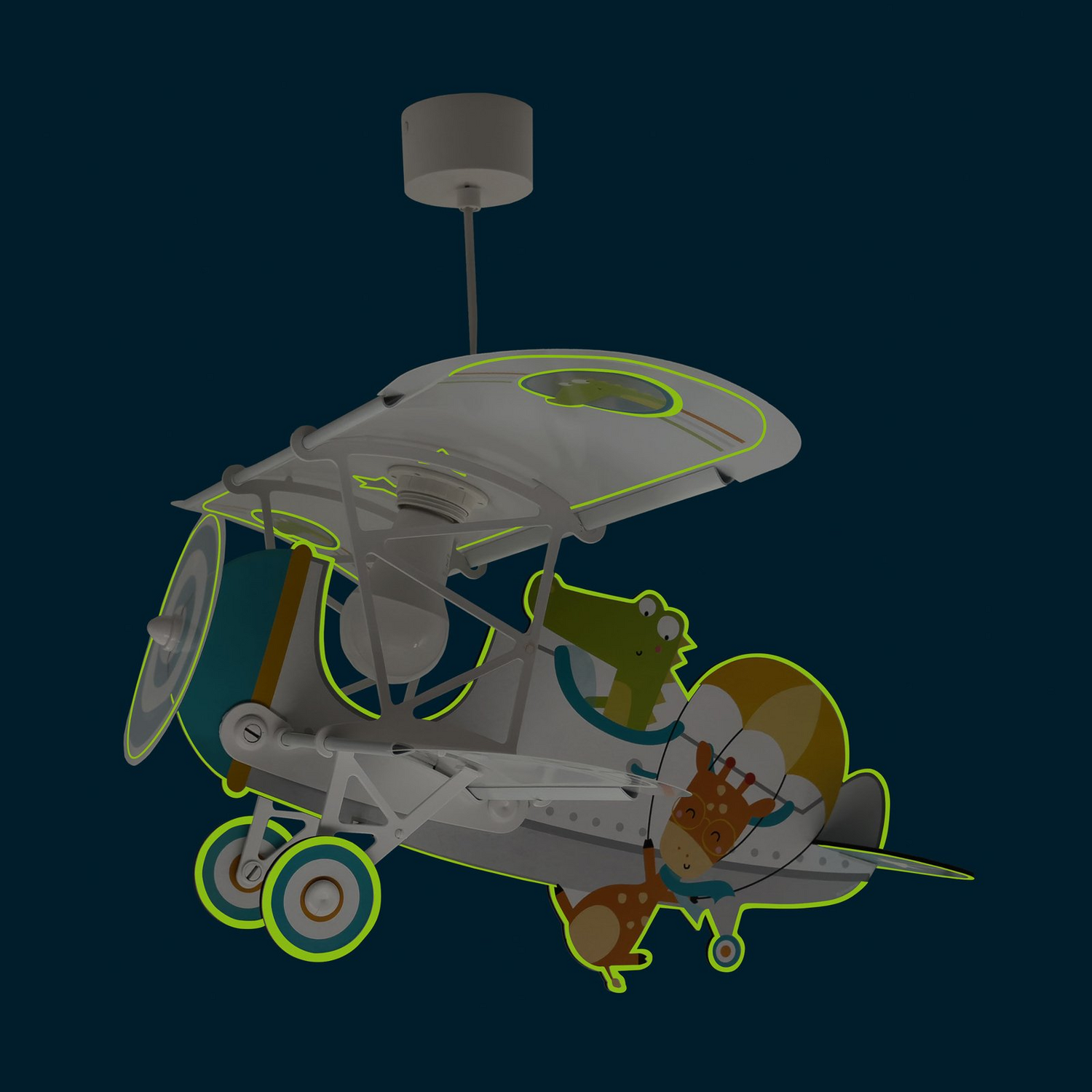 B-Ware Dalber Hängeleuchte Lampe Crocodile Flugzeug Bunt Holz Kunststoff Kinderzimmer - 8420406545424