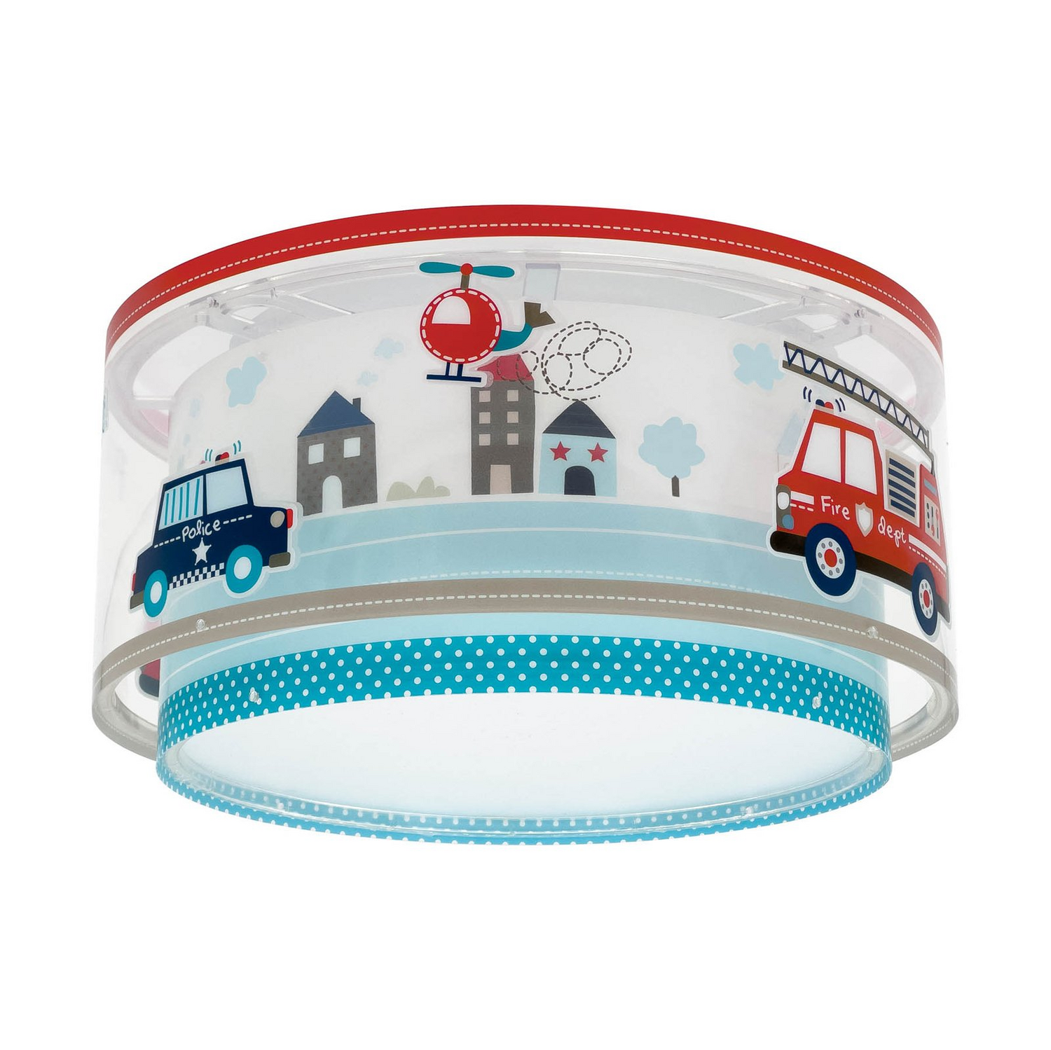 Dalber Deckenleuchte Lampe Police Blau Weiß Kunststoff ø 33 Cm E27 Kinderzimmer B-Ware