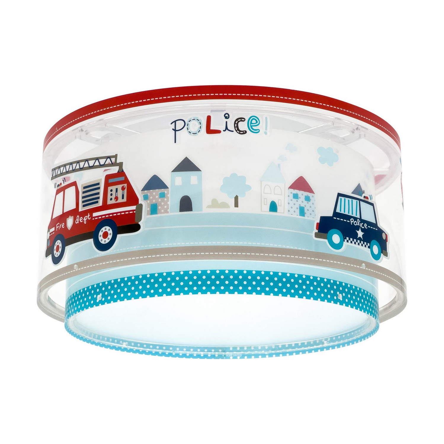 Dalber Deckenleuchte Lampe Police Blau Weiß Kunststoff ø 33 Cm E27 Kinderzimmer B-Ware