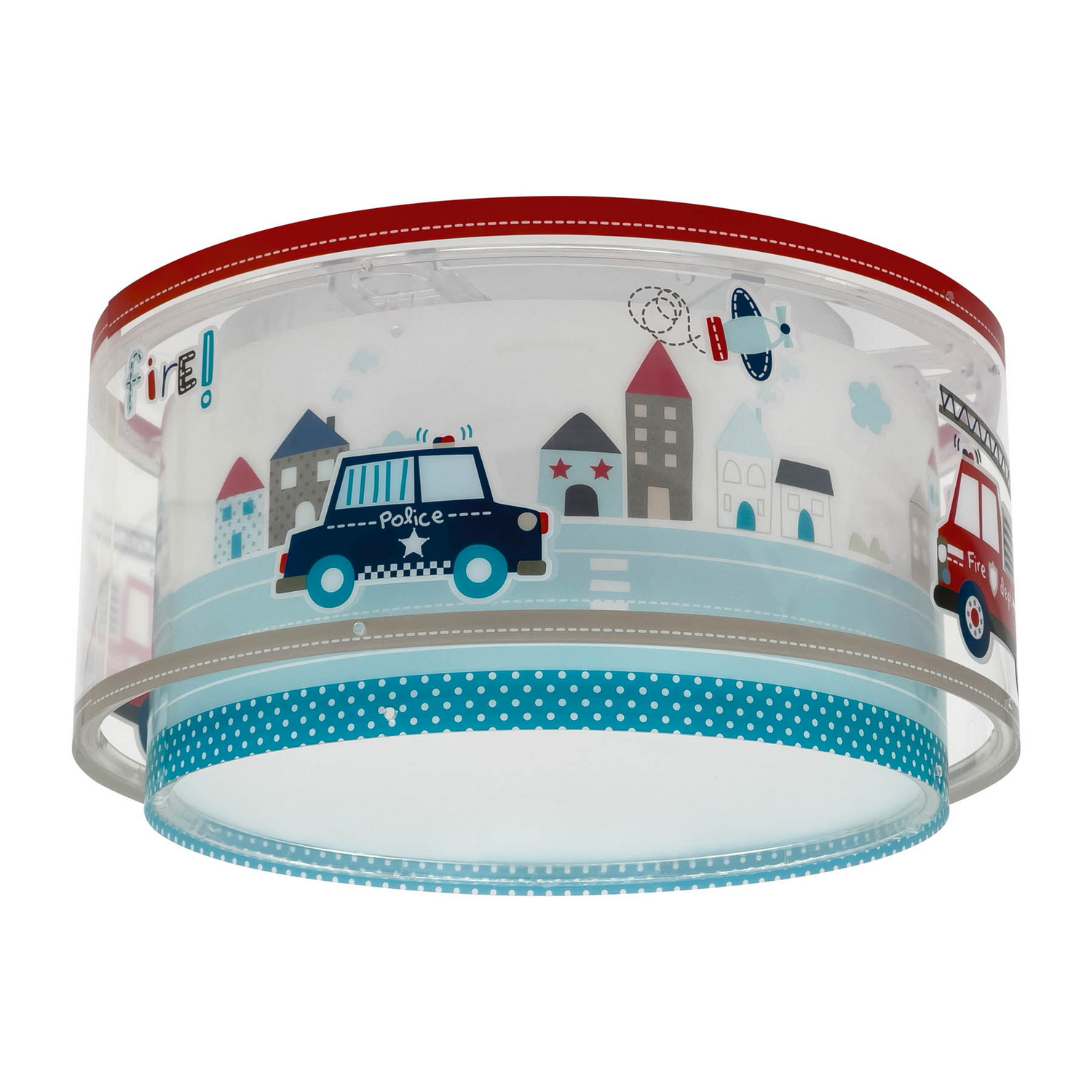 Dalber Deckenleuchte Lampe Police Blau Weiß Kunststoff ø 33 Cm E27 Kinderzimmer B-Ware