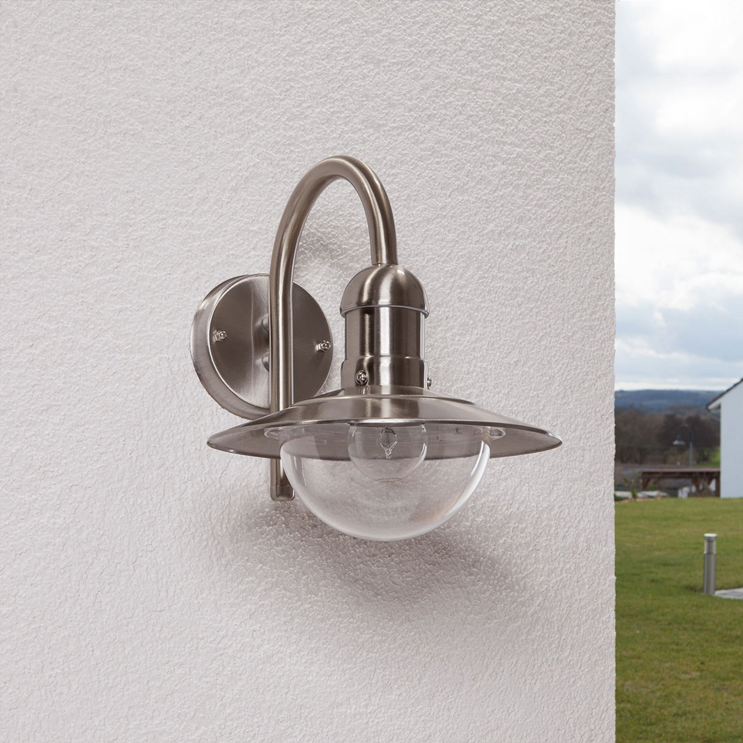 B-Ware Lindby Damion Außenwandleuchte Außenlampe Lampe Wandleuchte Edelstahl E27 1 Flmg