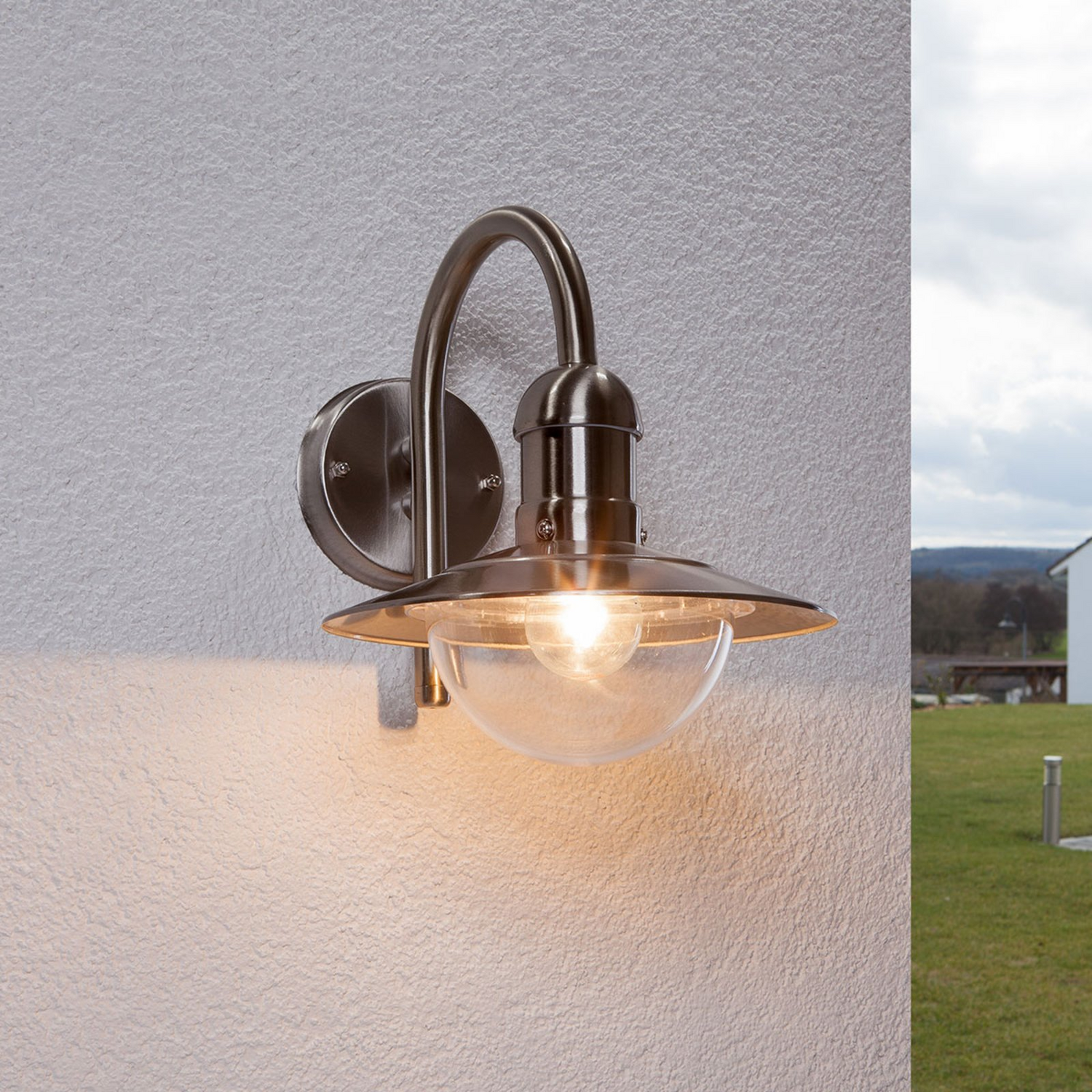 B-Ware Lindby Damion Außenwandleuchte Außenlampe Lampe Wandleuchte Edelstahl E27 1 Flmg