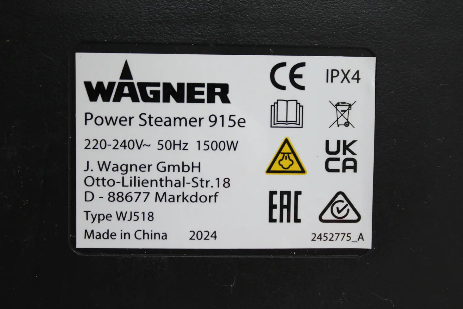 D-Ware Wagner Power Steamer 915e Eu Dampfreiniger Dampf Reiniger 1500 W Defektware - 4004025130236