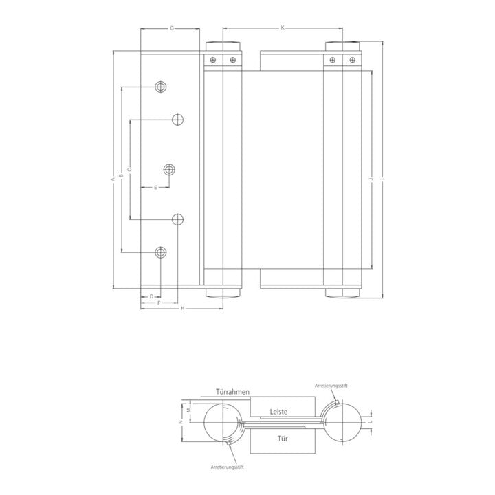 DANNERT Pendeltürband Türscharnier Stahl blank beidseitig TS 45-50 Gr. 42/200mm - 4015912421207