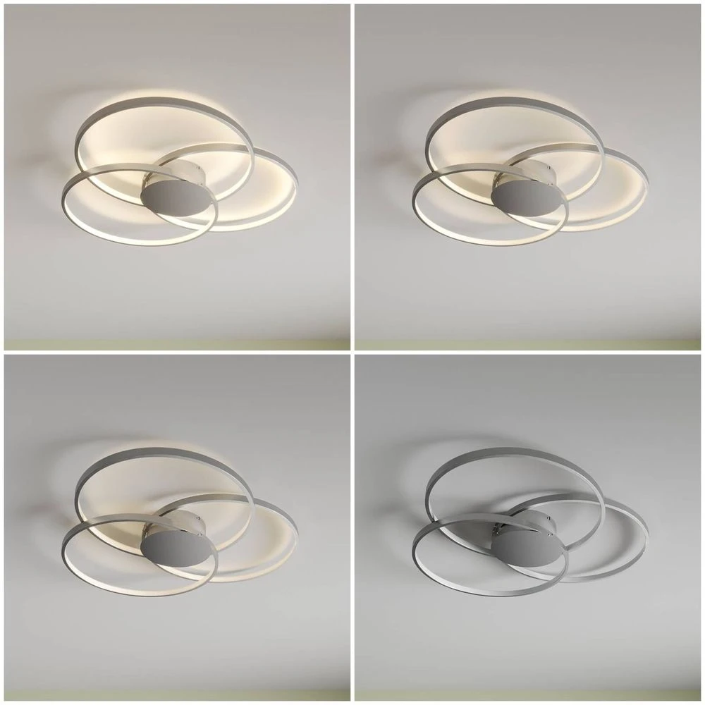 Plafonnier LED Lindby Riley de catégorie B, à intensité variable, en aluminium, 40 W, ø 80 cm