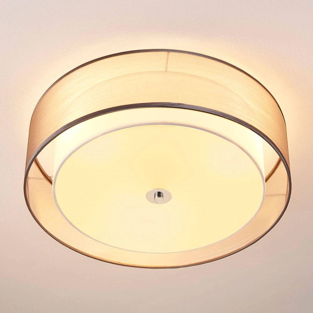 Plafonnier LED Lindby Tobia de qualité B, en organza, lampe de plafond, luminaire, culot E27 
