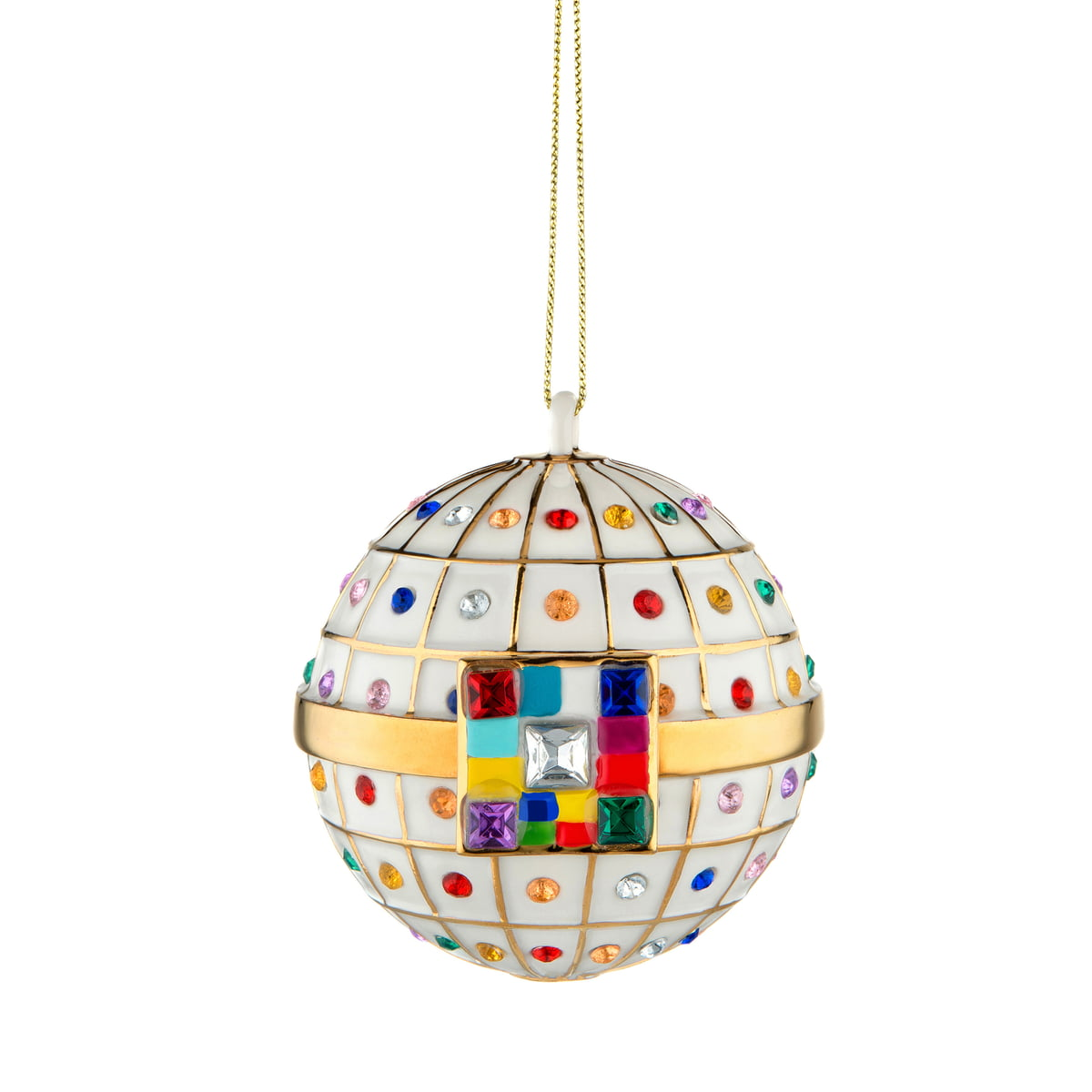 Boule de Noël Alessi, boule décorative en porcelaine multicolore, 8 cm, qualité B