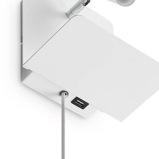 Lucande Zavi LED-Wandspot mit Ablage USB weiß Wandleuchte Wandleuchte Leselampe