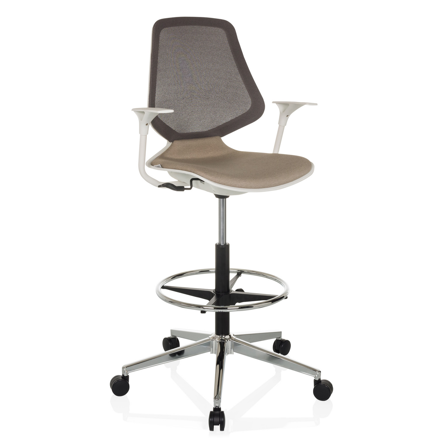 B-Ware Hjh Office Arbeitsstuhl Counterstuhl Top Work Style Stoff Beige Stuhl Möbel S893