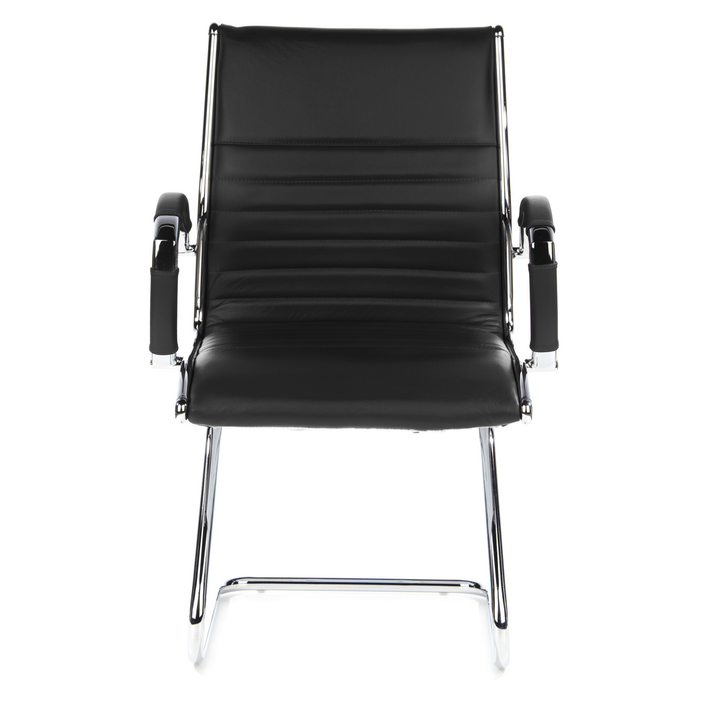 hjh OFFICE Konferenzstuhl Freischwinger Stuhl PARMA V Sitz Leder schwarz Chrom