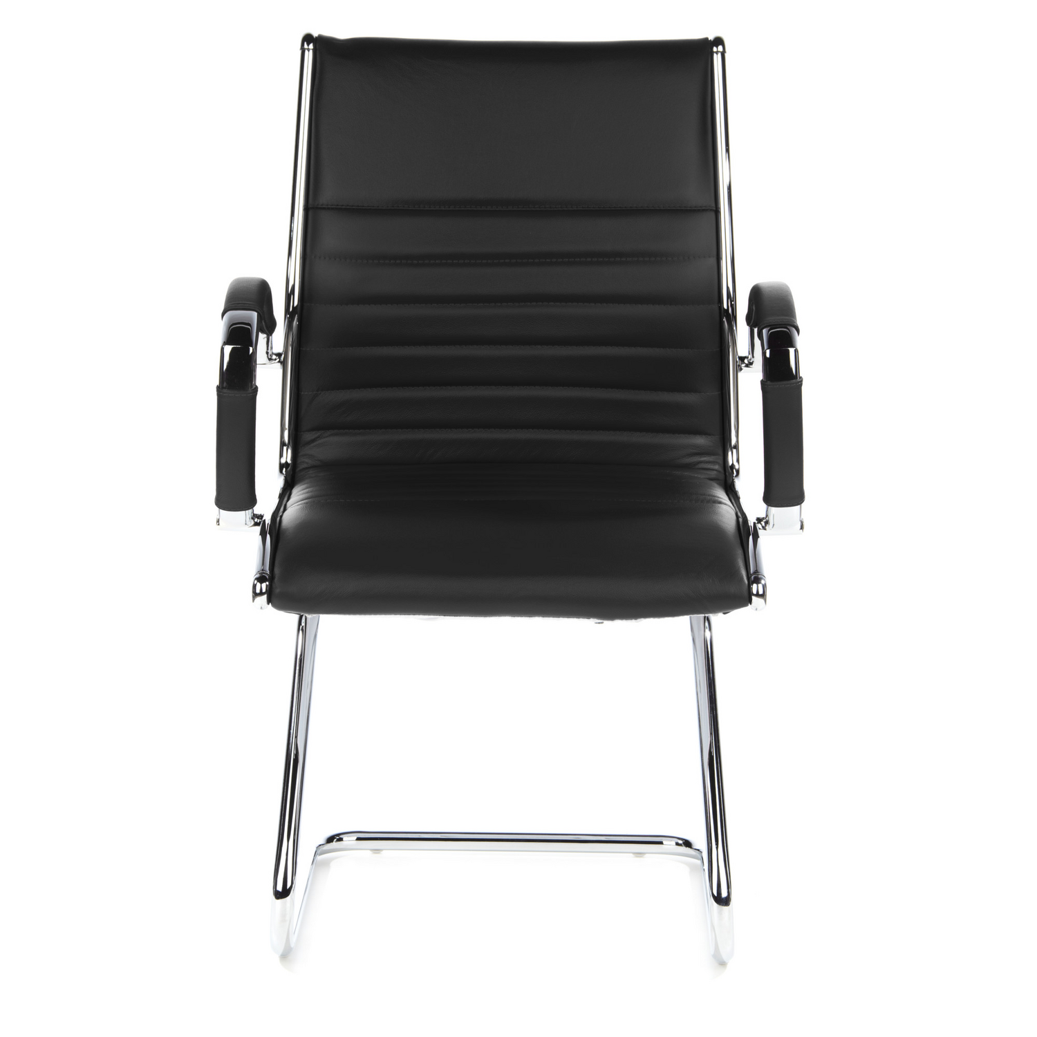 B-Ware Hjh Office Konferenzstuhl Freischwinger Stuhl Parma V Sitz Leder Schwarz Ch64