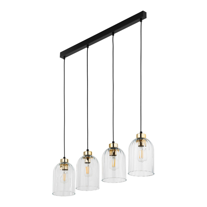 Glas-Hängeleuchte Satipo vierflammig transparent Deckenlampe Deckenleuchte Lampe