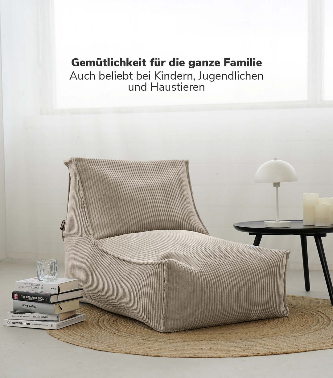 mokebo 'Der Gelassene' Sitzsack Bean Bag Bodenkissen EPS-Füllung Beige 75cm