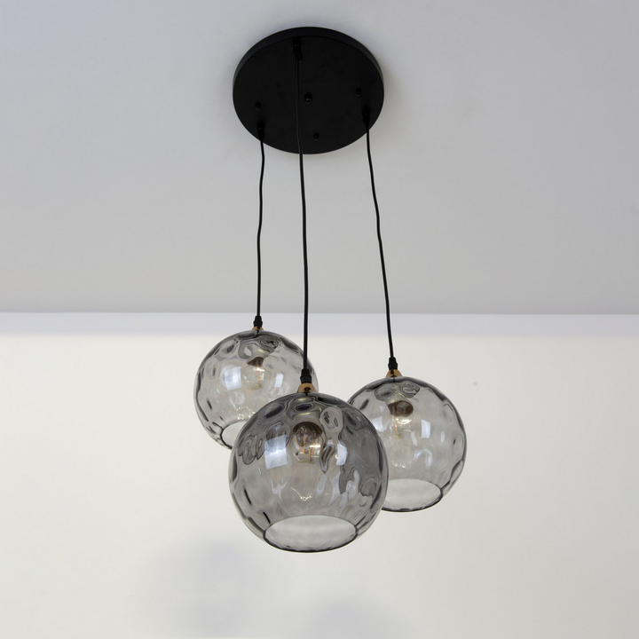 Holländer Hängeleuchte Milano Drei Schirme Aus Rauchglas Deckenlampe Lampe B-Ware - 4250151349756