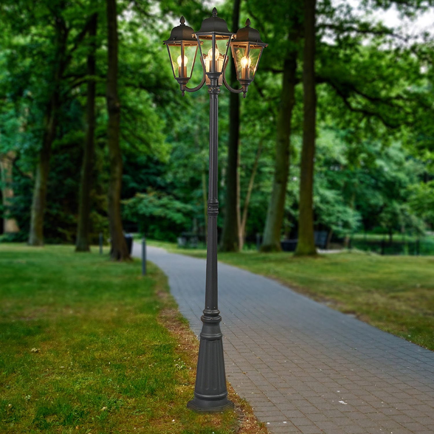 Lindby 3 Flammiger Kandelaber Laterne Lampe Wegleuchte Leuchte Edana Grafitg189 B-Ware