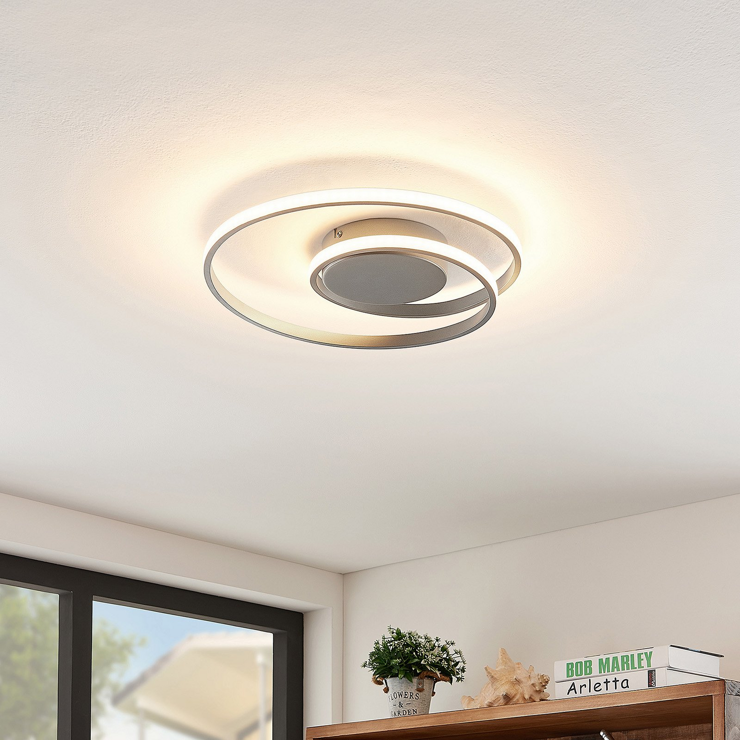 B-Ware Lindby Kyron Led Deckenlampe Deckenlampe Lampe Leuchte 22 W Silber Titanfarbi597