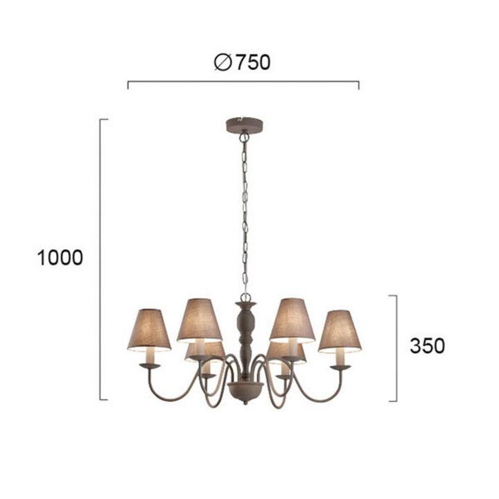 Viokef Kronleuchter Fatima Deckenlampe Hängelampe Lampe Grau Sechsflammig E14630 B-Ware - 5201769072757