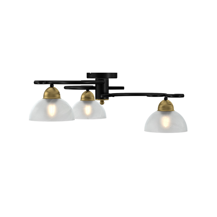 Luminex Deckenlampe Flora Deckenleuchte Leuchte 3 Glasschirme Schwarz Messing    B-Ware - 5907565959772