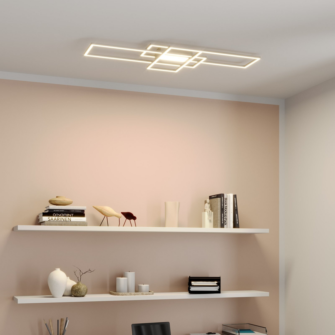 Lindby Mairin LED-Deckenlampe Wohnzimmerleuchte Deckenlampe Lampe LED nickel