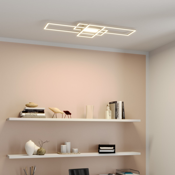 Lindby Mairin LED-Deckenlampe Wohnzimmerleuchte Deckenlampe Lampe LED nickel