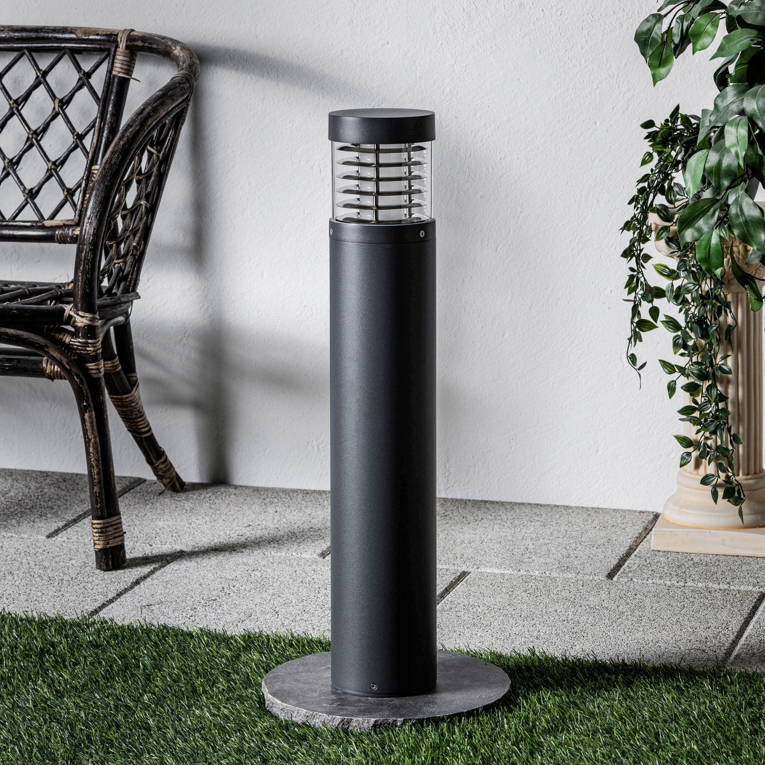 Lampe de jardin LED Lucande Gris Graphite Lucius - 65 cm de hauteur, 13 W, IP54