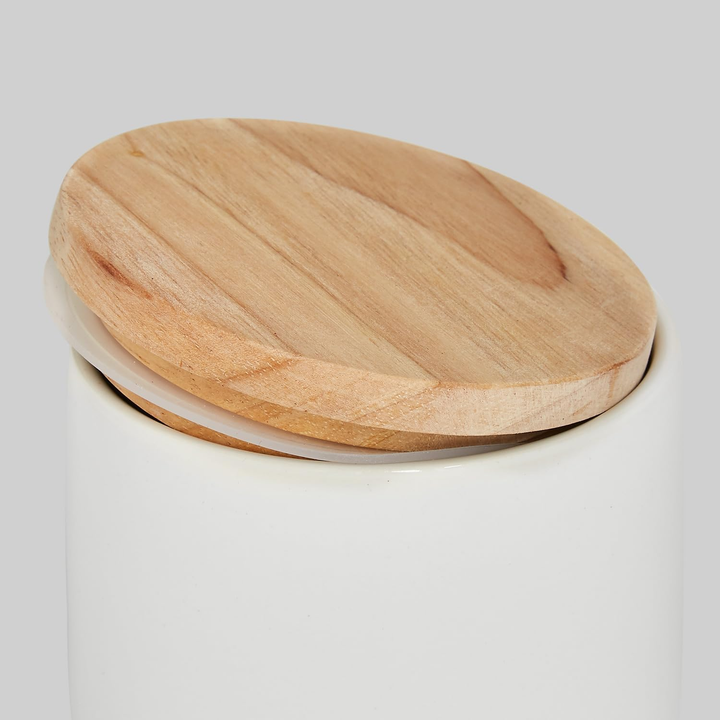 Springlane Kitchen Keramisches Vorratsglas mit Holzdeckel Vorratsbehälter Becher