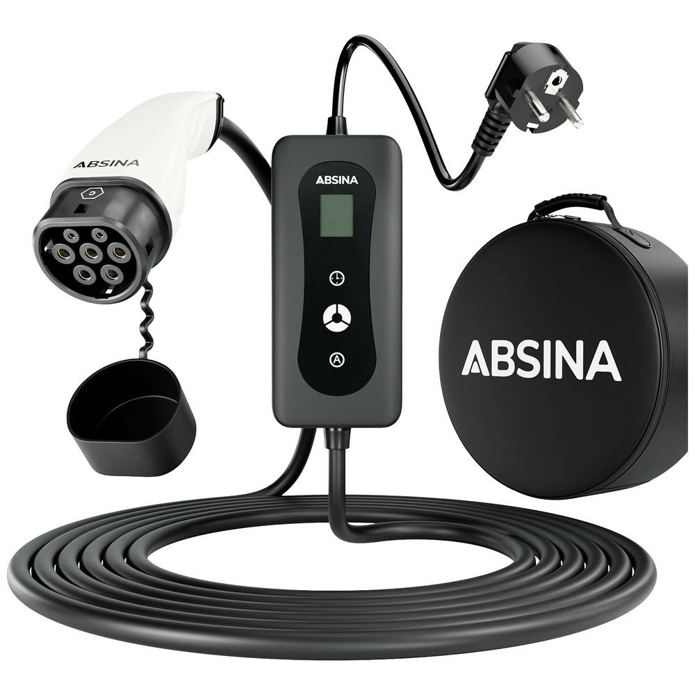 Absina 52-230-1002 eMobility Ladekabel 5 m Schuko-Stecker auf Typ 2 Anschluss