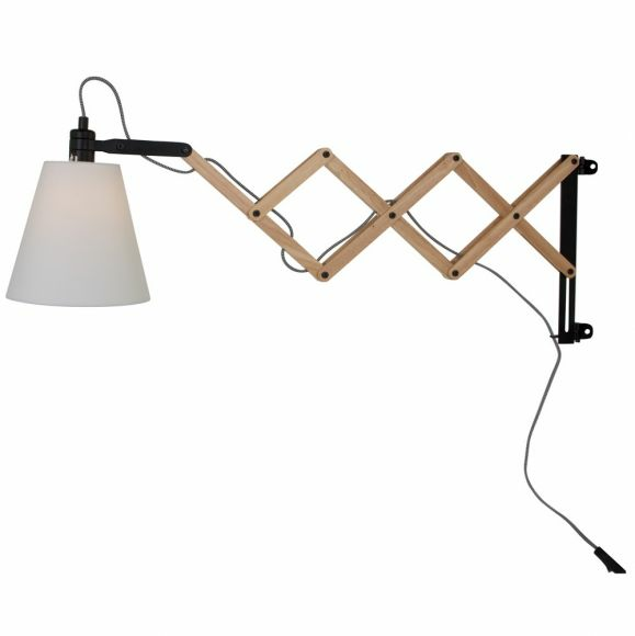 Steinhauer Liv Scheren Wandleuchte Wandleuchte Lampe Leuchte Holz weiß 1-fl. E14