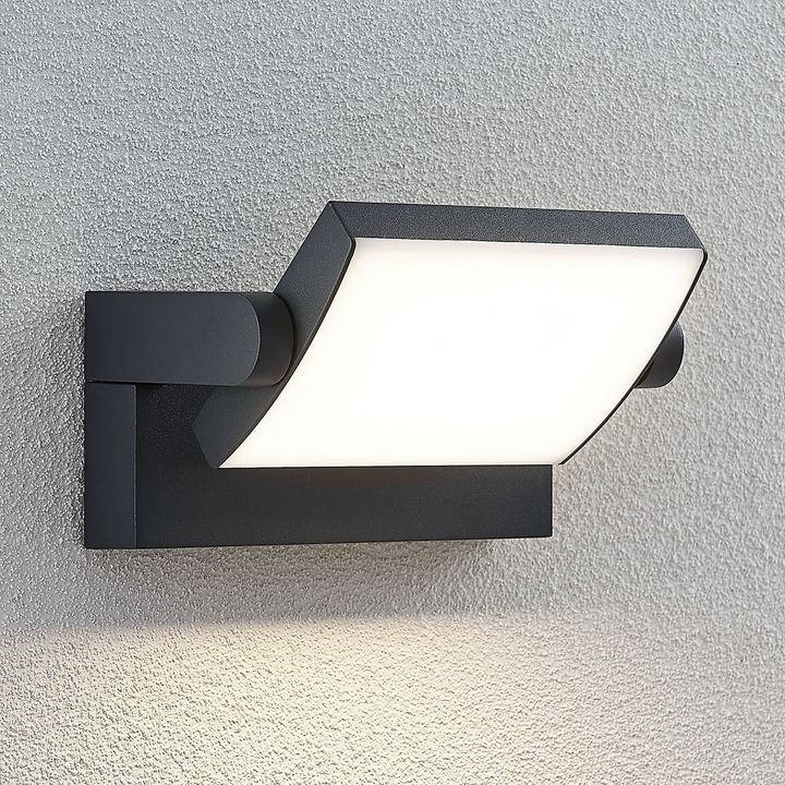 Lindby LED-Außenwandleuchte Sherin Außenwandleuchte Wandlampe Wandstrahler grau