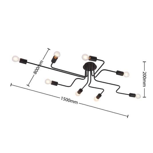 Lindby Elimar Deckenlampe achtflammig Deckenleuchte Lampe Leuchte IP20 E27 60W - 4251911710328