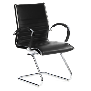 B-Ware Hjh Office Konferenzstuhl Freischwinger Stuhl Parma V Sitz Leder Schwarz Ch64