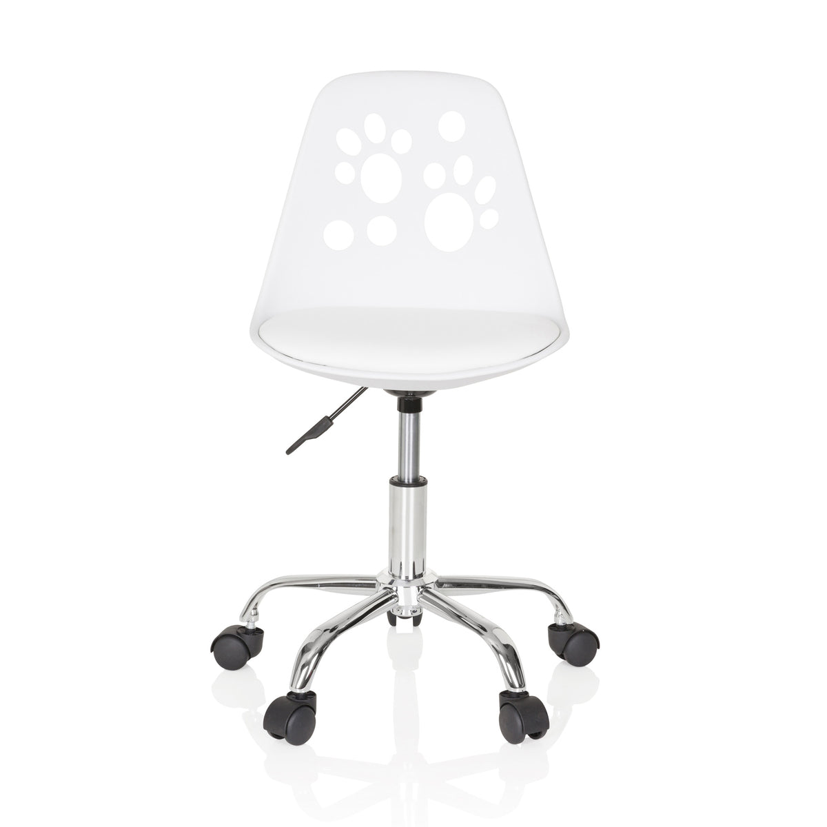 Kinderstuhl Drehstuhl Stuhl hjh OFFICE FANCY I Kunstleder Weiss Katzenpfoten - 4251084668969
