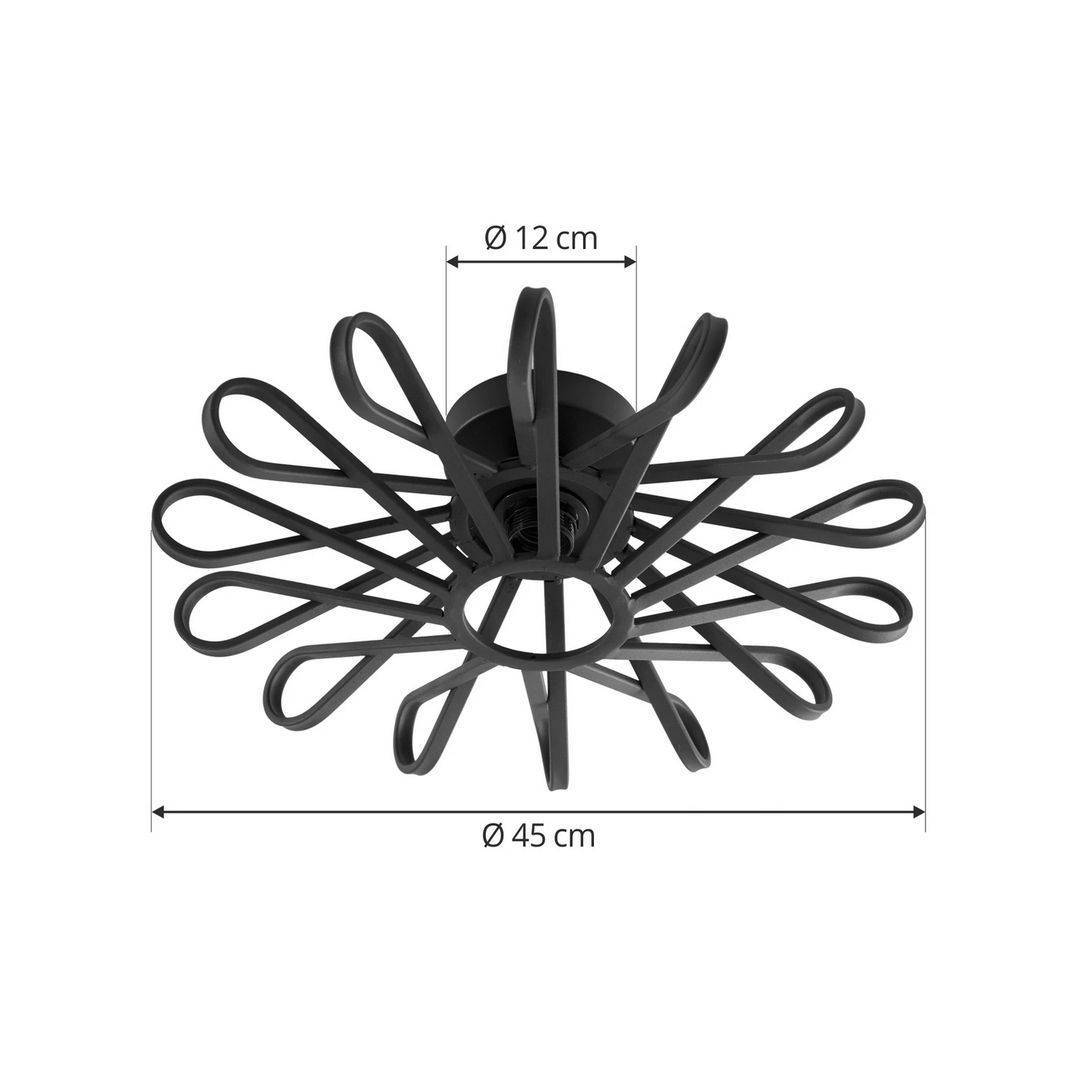 Lindby Deckenleuchte Kaelen Deckenlampe Deckenlicht schwarz Eisen Ø 45 cm E27