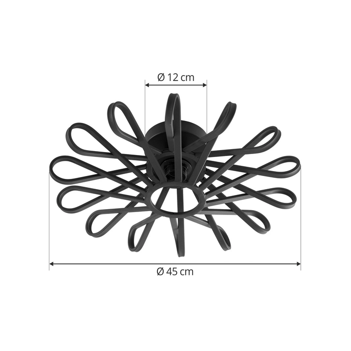Lindby Deckenleuchte Kaelen Deckenlampe Deckenlicht schwarz Eisen Ø 45 cm E27
