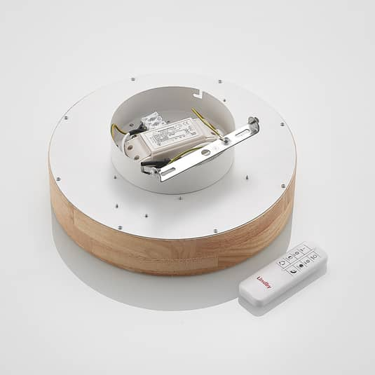 B-Ware Lindby Lanira Led Deckenlampe Hängelampe Lampe Leuchte 17,5 W Eichenholz 30 Cm547