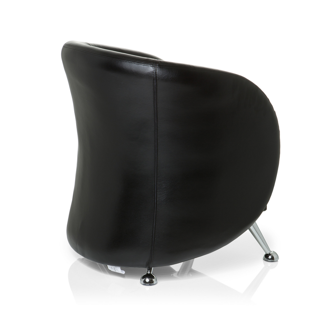 Hjh Office Loungesessel Clubsessel Sessel Kunstleder Schwarz Armlehne Standfuß B-Ware