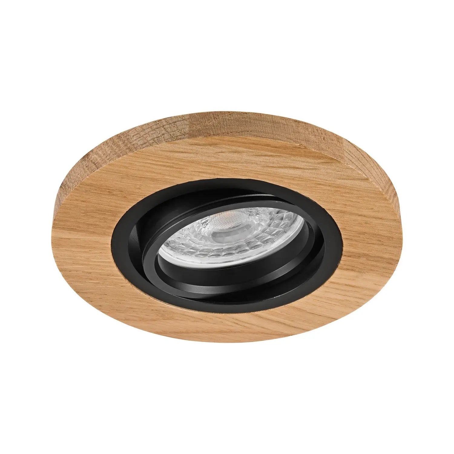 B-Ware Runde Deckeneinbauleuchte Einbauspot Tobby Eiche Holz Lampe Leuchte ø10cm Gu10 - 5907687456197