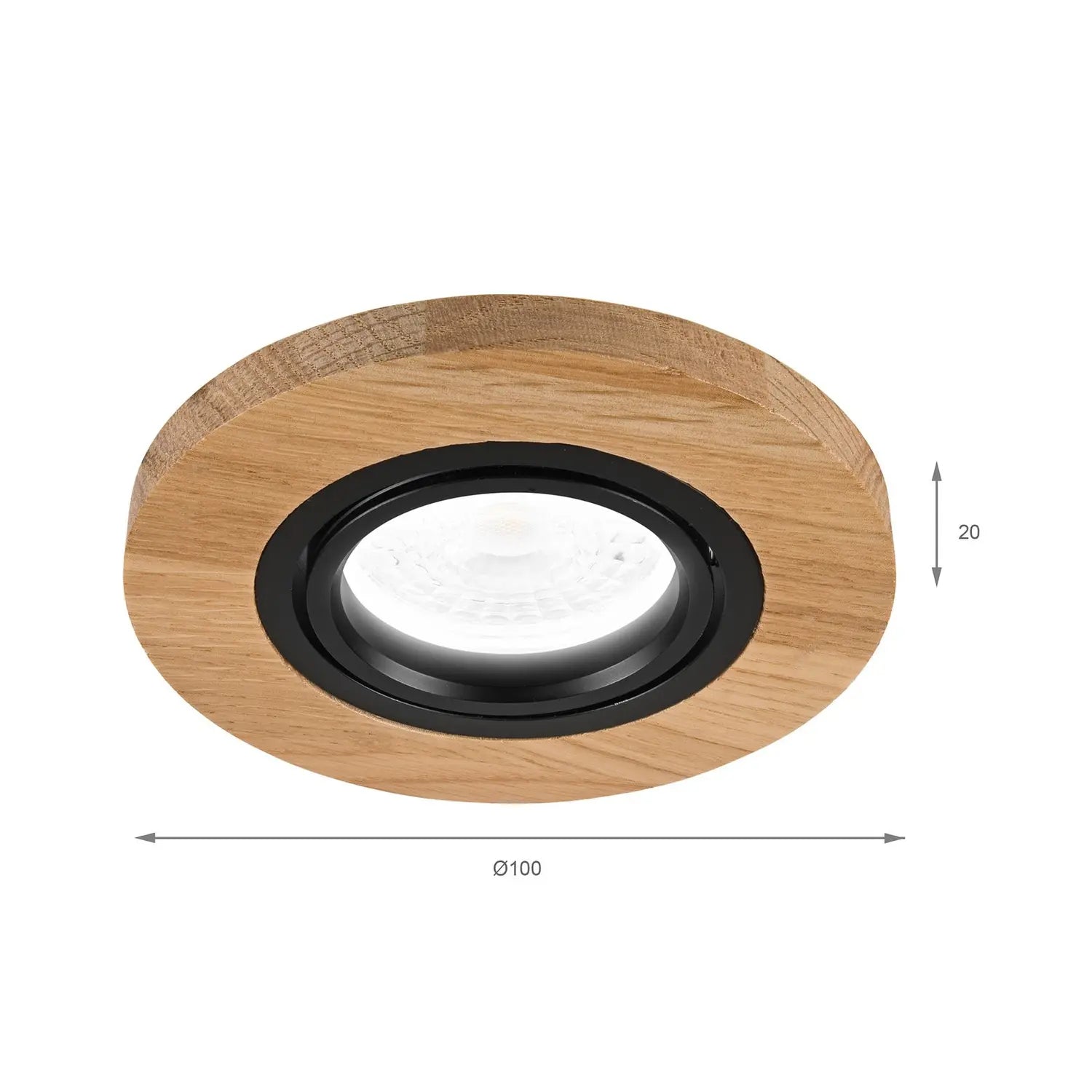 B-Ware Runde Deckeneinbauleuchte Einbauspot Tobby Eiche Holz Lampe Leuchte ø10cm Gu10 - 5907687456197