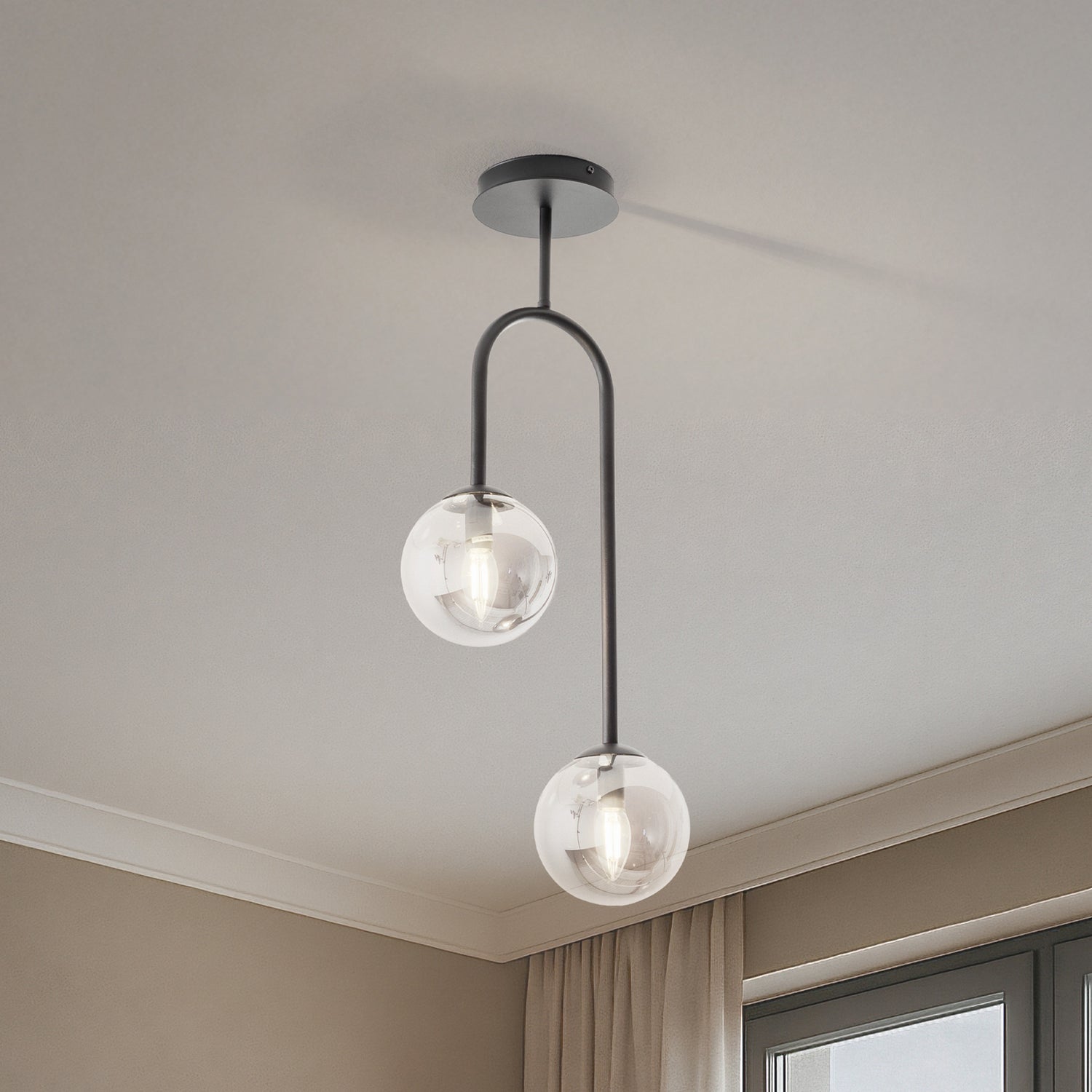 B-Ware Deckenlampe Atria Deckenleuchte Glasrauchgrau Schwarz Dimmbar Siehe Text/Foto - 5907106009973