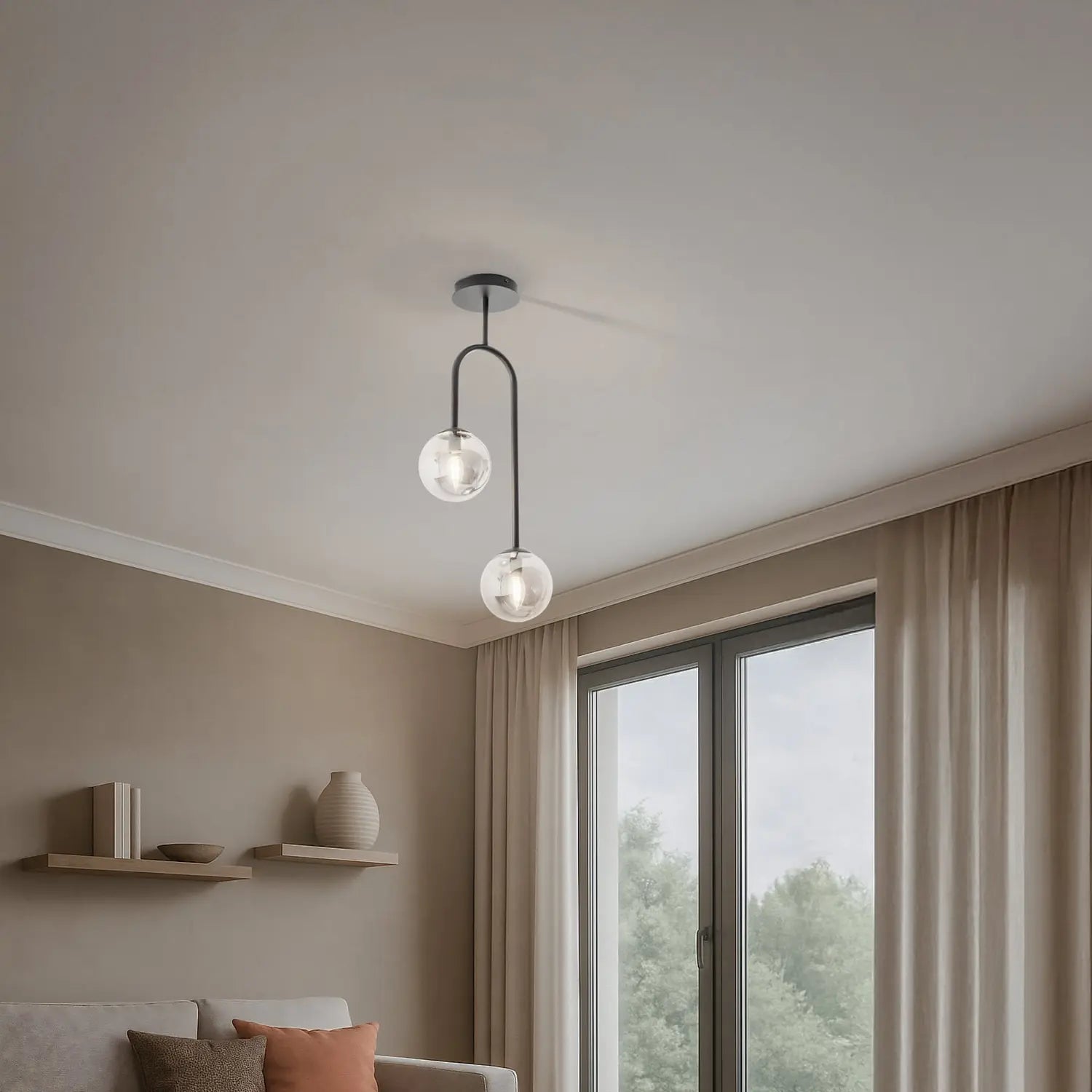 B-Ware Deckenlampe Atria Deckenleuchte Glasrauchgrau Schwarz Dimmbar Siehe Text/Foto - 5907106009973