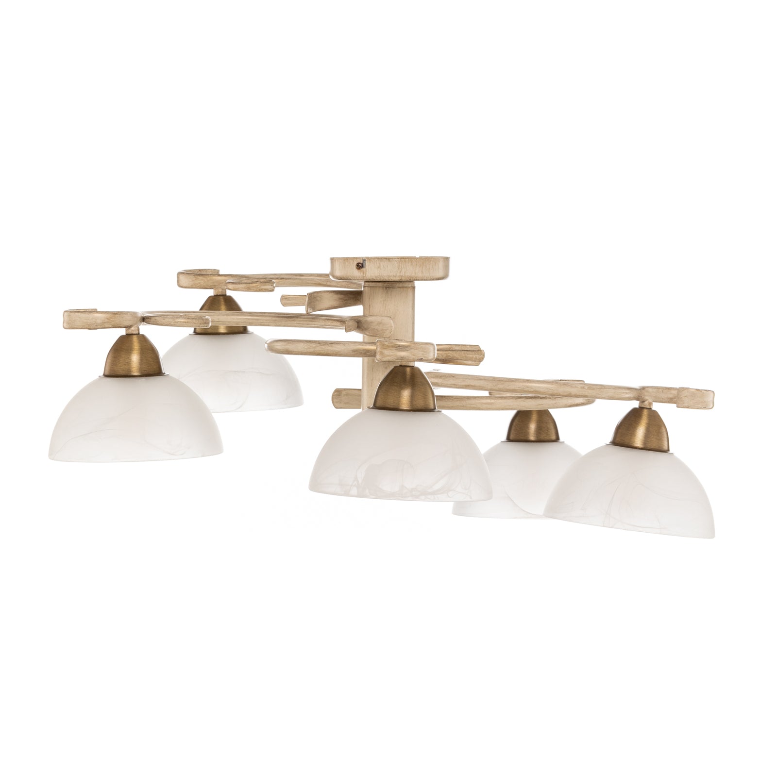 Deckenlampe Flora fünf Glasschirme weiß messing Deckenleuchte Lampe Leuchte Spot - 5907565959727