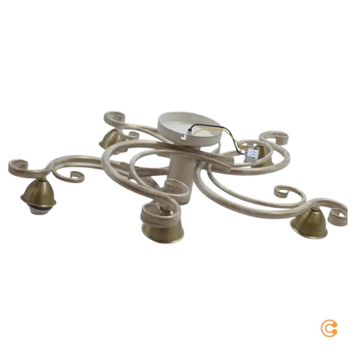 Deckenlampe Flora 5 Glasschirme weiß messing Deckenleuchte Lampe SIEHE TEXT/FOTO - 5907565959727